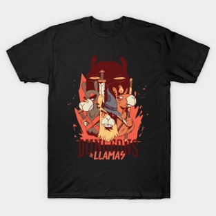 Dungeons and Llamas Retro Tabletop Retro Gamer T-Shirt